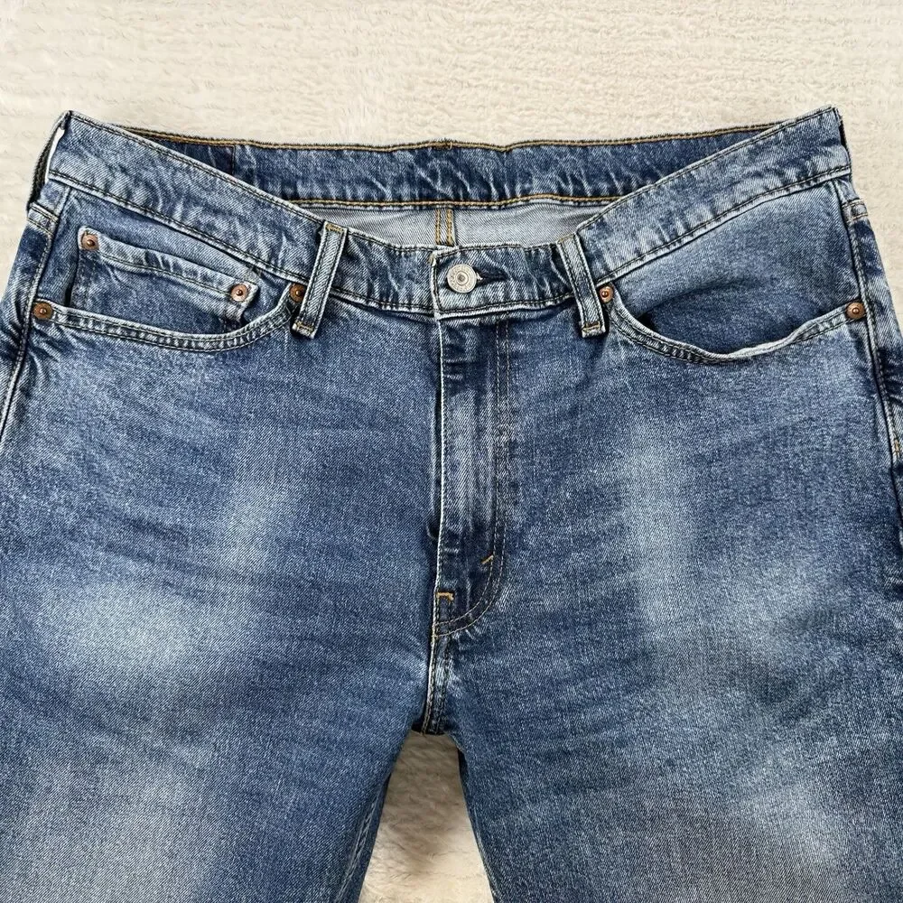 LEVIS MENS BLUE JEAN 514 36x34 STRAIGHT FIT STRETCH COTTON DENIM DUNGAREE